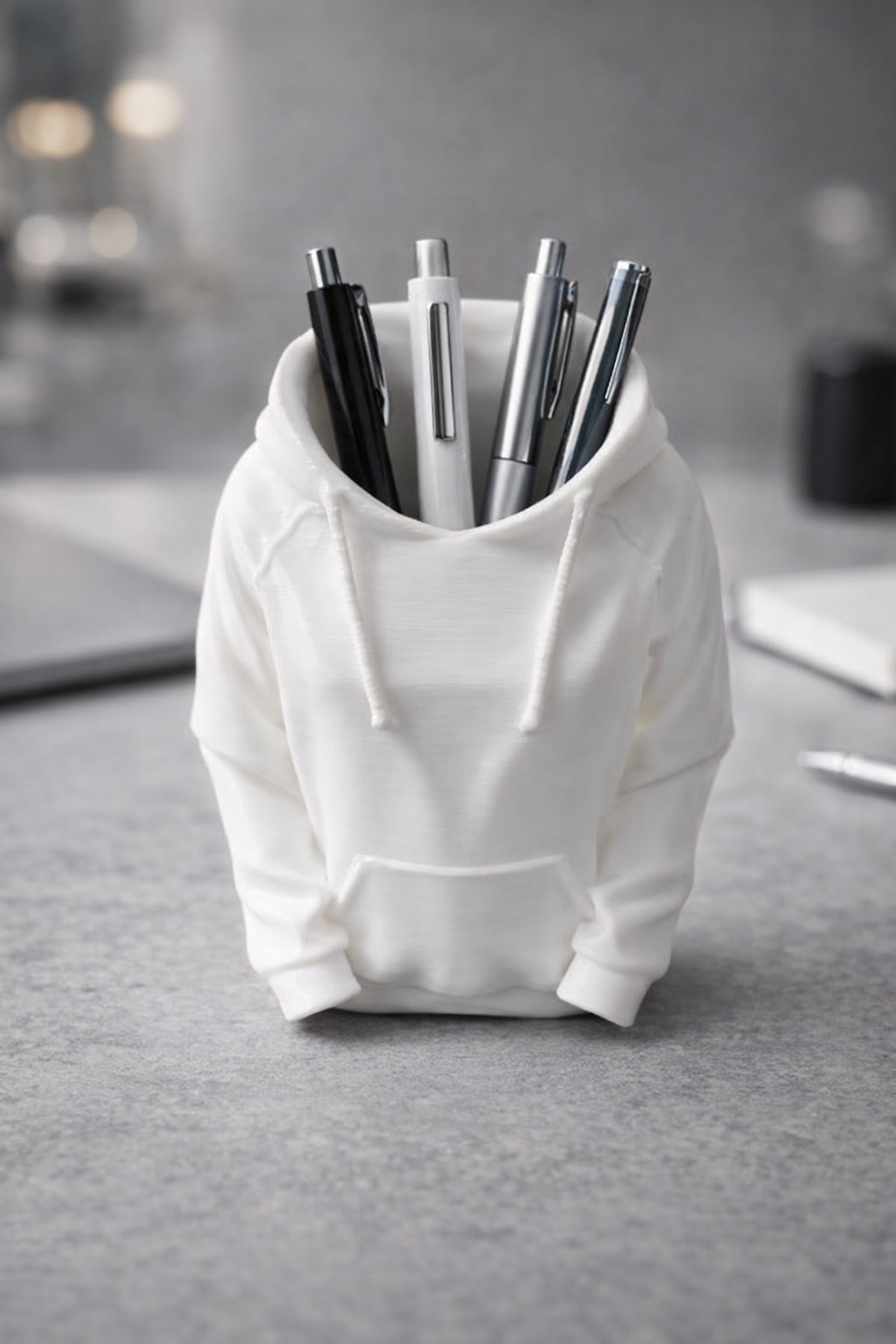 3D Printed Hoodie Desk Organizer – Modern Pen Holder