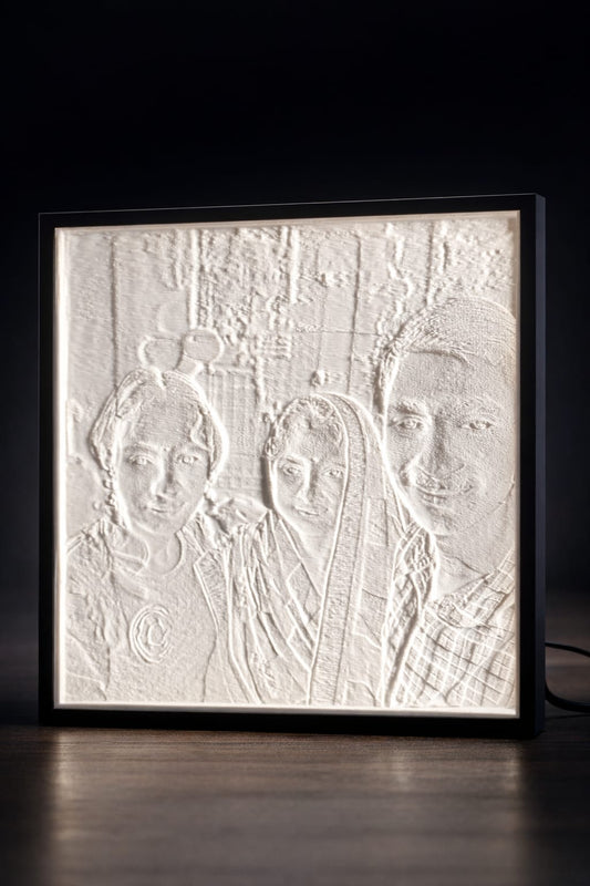 Custom Photo Lithophane Lamp with Adapter | 3D Printed Portrait Night Light | Personalized LED Frame